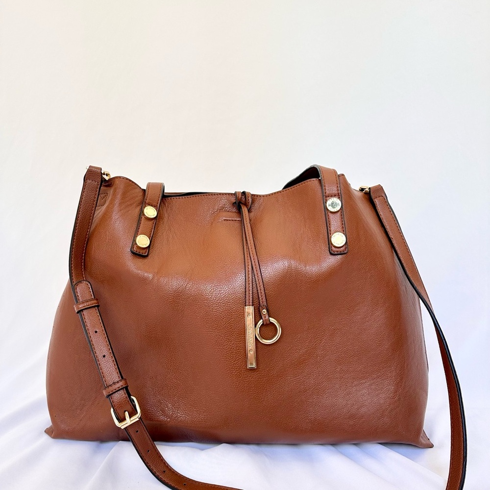 Calvin Klein Tan Leather Shoulder Bag
